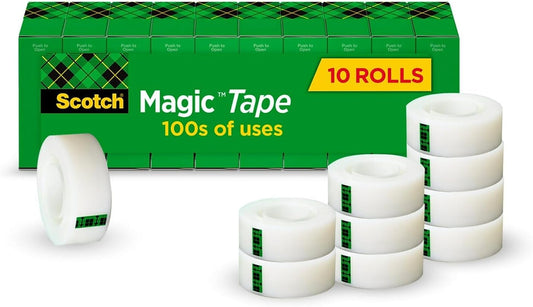 Scotch 810P10K Magic Tape, Refill Value Pk, 3/4-Inch x1000-Inch , 1-Inch Core, 10/PK