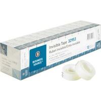 Business Source 32953 Invisible Tape Value Pk, 1-Inch Core, 3/4-Inch x1000-Inch , 12/PK, Clear (Pack)