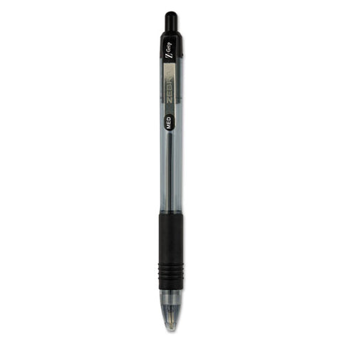Zebra Z-Grip Ballpoint Pen, Retractable, Medium 1 mm, Black Ink, Clear/Black Barrel, 24/Pack (Pack)